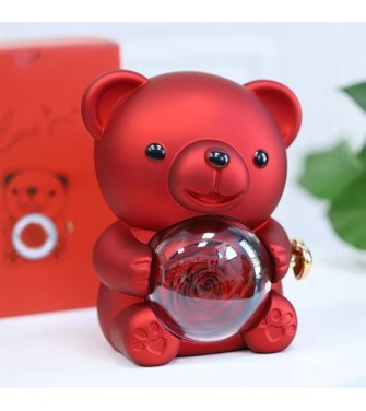 ClaShop Portagioie per collane | Romantica scatola a forma di orso con collana, romantica custodia rotante per gioielli, collana