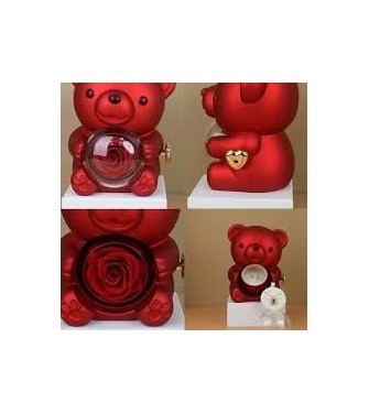 ClaShop Portagioie per collane | Romantica scatola a forma di orso con collana, romantica custodia rotante per gioielli, collana