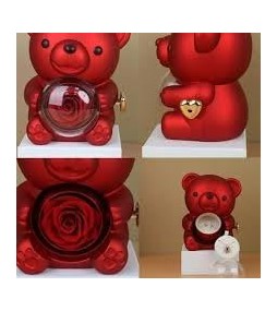 ClaShop Portagioie per collane | Romantica scatola a forma di orso con collana, romantica custodia rotante per gioielli, collana