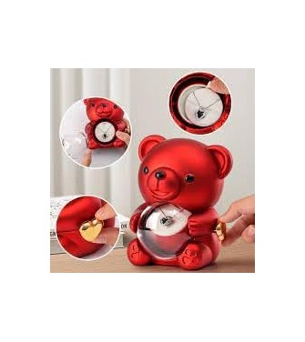 ClaShop Portagioie per collane | Romantica scatola a forma di orso con collana, romantica custodia rotante per gioielli, collana
