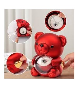 ClaShop Portagioie per collane | Romantica scatola a forma di orso con collana, romantica custodia rotante per gioielli, collana