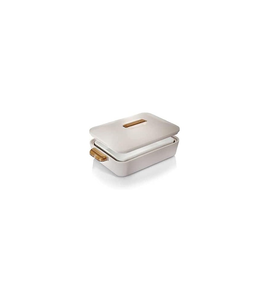 Enjoy - Contenitore Termico Rettangolare Colorado 2.8l - Manici Ambra - L - 42x26x9 CM - Bianco Mandorla