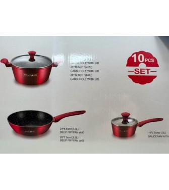 Pentole Royalty line 10 Pezzi Antiaderenti Anche Per Piano A Induzione colore nero