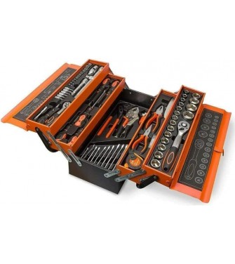 Cassetta Attrezzi Completa con 85 Pezzi in Metallo Cassetta Porta Utensili Organizer per Attrezzi Resistente Pieghevole con