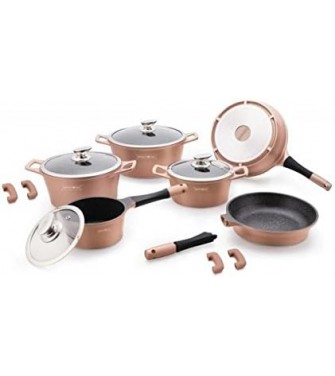 Royalty Line Batteria di casa 14 Pieces – Rivestimento marmo – Rame