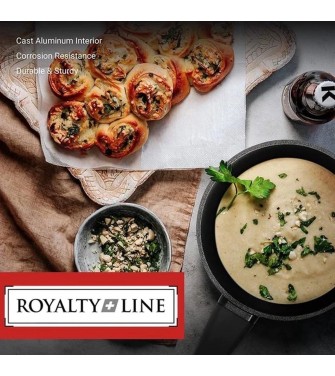 Royalty Line, Set di utensili da cucina in alluminio pressofuso 15 pezzi, rivestimento in marmo color crema