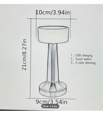 ClaShop Lampada da tavolo a LED senza fili, con interruttore sfioramento, regolabile dimmer, portatile, lettura per il