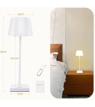 ClaShop Lampada da Tavolo Senza Fili Ricaricabile - Lampada da Scrivania a LED Dimmerabile All'infinito con Interruttore Tattile