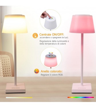 ClaShop Lampada da Tavolo Senza Fili Ricaricabile - Lampada da Scrivania a LED Dimmerabile All'infinito con Interruttore Tattile