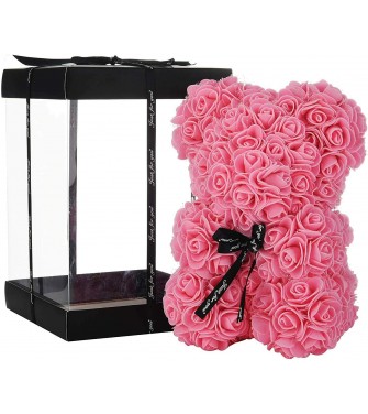 Orso di Rose Orsetto di Rose Orsacchiotto Altezza 25 cm Teddy Bear Rosse Idea Regalo Regali per Lei Fidanzata Compleanno Mamma