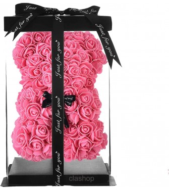 Orso di Rose Orsetto di Rose Orsacchiotto Altezza 25 cm Teddy Bear Rosse Idea Regalo Regali per Lei Fidanzata Compleanno Mamma