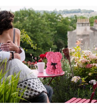 Orso di Rose Orsetto di Rose Orsacchiotto Altezza 25 cm Teddy Bear Rosse Idea Regalo Regali per Lei Fidanzata Compleanno Mamma