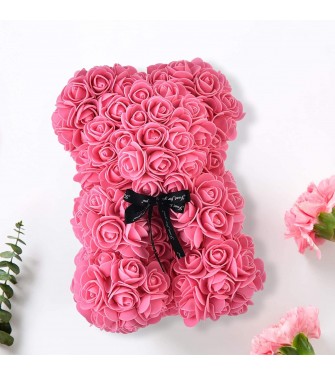 Orso di Rose Orsetto di Rose Orsacchiotto Altezza 25 cm Teddy Bear Rosse Idea Regalo Regali per Lei Fidanzata Compleanno Mamma