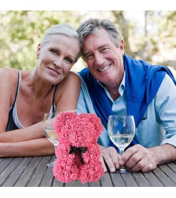 Orso di Rose Orsetto di Rose Orsacchiotto Altezza 25 cm Teddy Bear Rosse Idea Regalo Regali per Lei Fidanzata Compleanno Mamma
