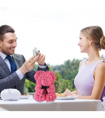 Orso di Rose Orsetto di Rose Orsacchiotto Altezza 25 cm Teddy Bear Rosse Idea Regalo Regali per Lei Fidanzata Compleanno Mamma