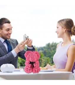 Orso di Rose Orsetto di Rose Orsacchiotto Altezza 25 cm Teddy Bear Rosse Idea Regalo Regali per Lei Fidanzata Compleanno Mamma