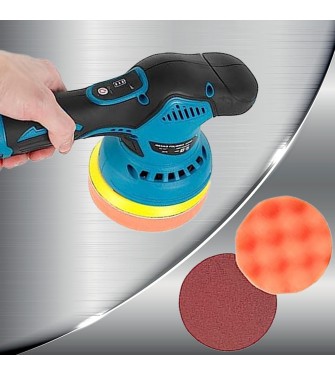 Set di Lucidatrici per Auto, Lucidatrice Orbitale con 2 Batterie Spugna per Lucidatura da 125 mm 8 Velocità 2800-5500 Giri / Min