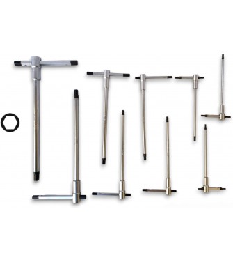 ClaShop Set di chiavi esagonali a T con aggancio multiplo ed asta scorrevole 9 pezzi 2,5-10mm Cromo Vanadio